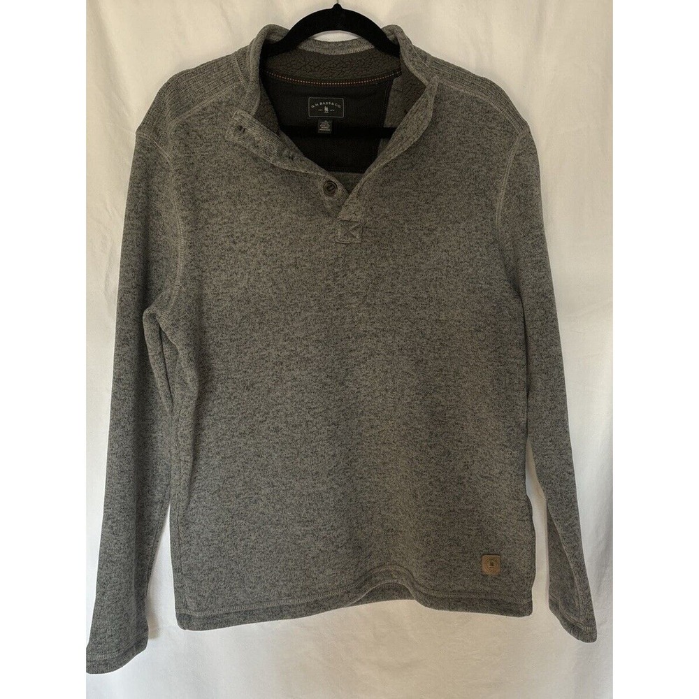 G.H.‎ Bass & Co. Mens Size Medium 3 Button Pullover Gray Sweatshirt EUC A7